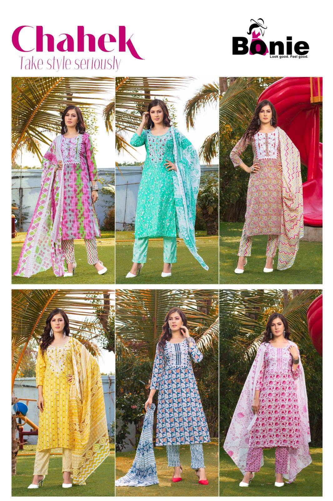 Chahek By Bonie 101 To 106 Readymade Salwar Suits Catalog
